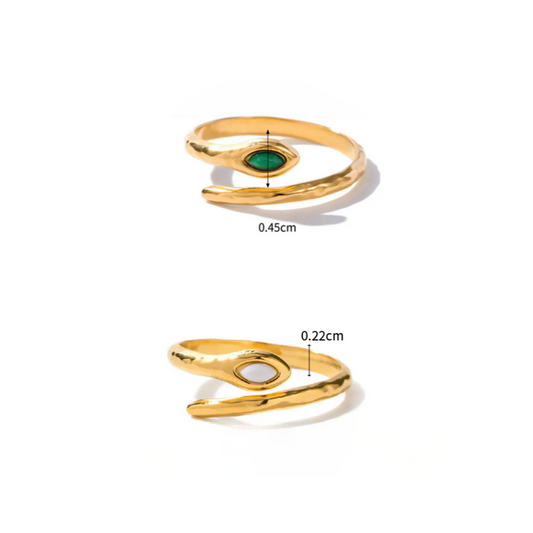 One Size Gold Gemstone Snake Ring