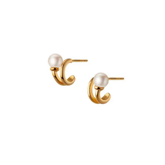 Dainty Twist Pearl Stud Earrings