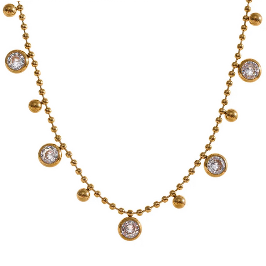 Lily Gold Necklace With Cubic Zirconia Stones