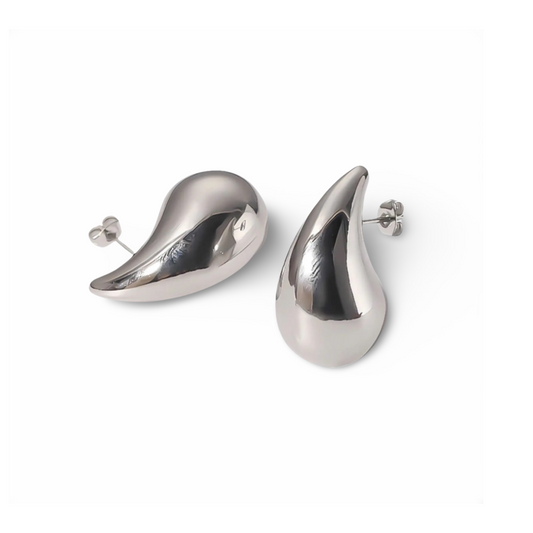 Silver Teardrop Stud Earrings