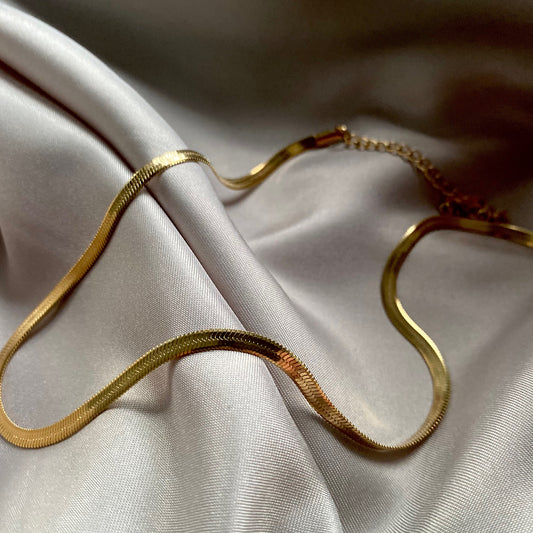Gold Flat Snake Necklace