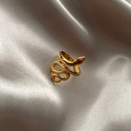 Gold One Size Snake Ring